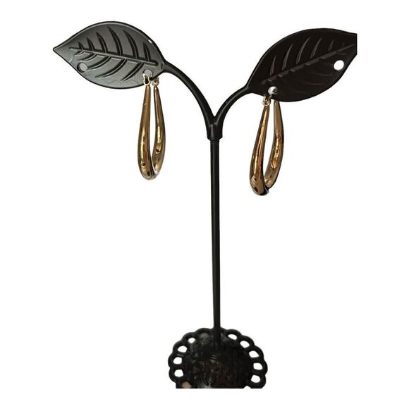 Goldtone Oval Drop Earrings Sensitive Skin NWT - Picture 4 of 5